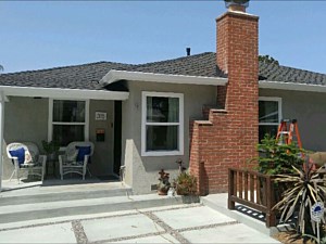 White fascia gutter round downspout